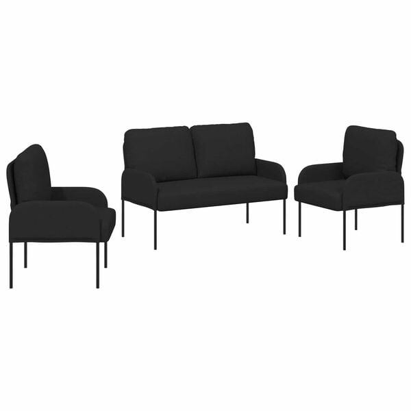 vidaXL Sofagarnituren 3 pcs Schwarz 115 x 56 x 80 cm Sperrholz