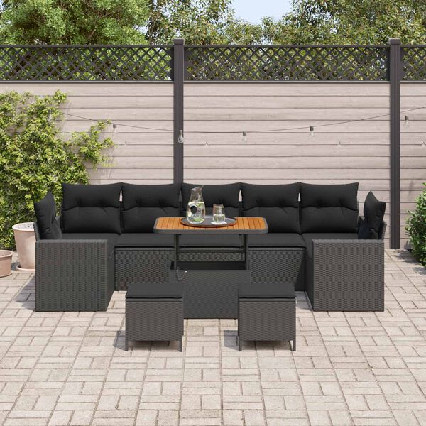 vidaXL Garten-Sofa-Set 10 pcs Schwarz Poly-Rattan