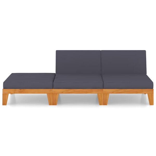 vidaXL 3-tlg. Garten-Lounge-Set mit Kissen Akazie Massivholz