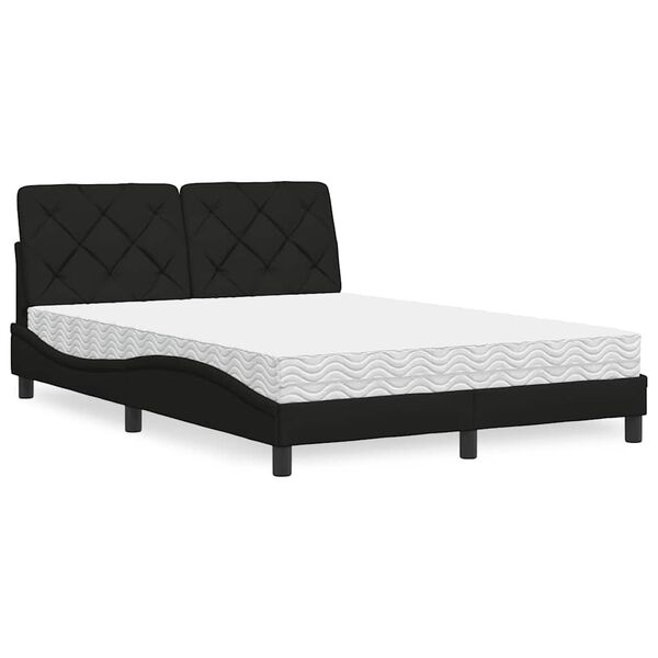 vidaXL Bett mit Matratze Schwarz 140x190 cm Stoff