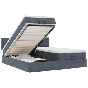 vidaXL Ottoman-Bett mit Matratzen & LEDs Dunkelgrau 200x200 cm Samt