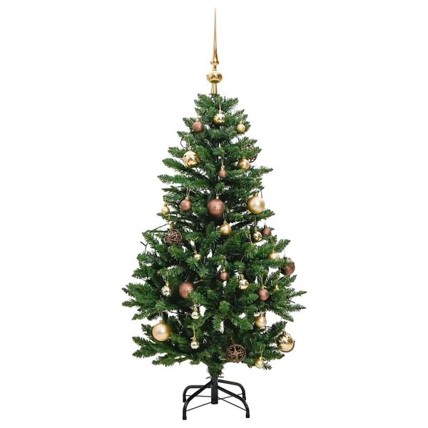 vidaXL K&uuml;nstlicher Weihnachtsbaum Klappbar 150 LEDs & Kugeln 150 cm
