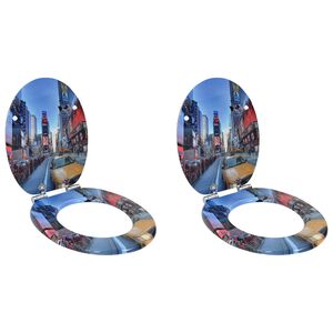 vidaXL Toilettensitze 2 Stk. mit Soft-Close-Deckel MDF New York-Design