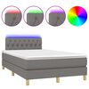 vidaXL Boxspringbett mit Matratze & LED Dunkelgrau 120x200 cm Stoff