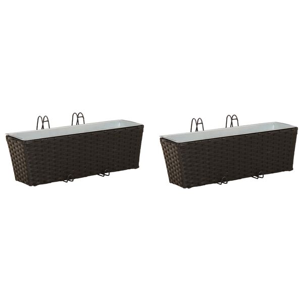 vidaXL Balkon 2 pcs Schwarz 50 x 17 x 17 cm Metall
