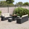vidaXL Gartensofa-set mit Kissen 9 pcs Schwarz und Creme Poly Rattan