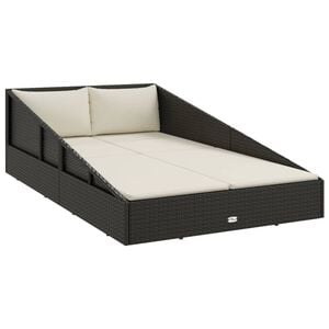 vidaXL Gartenbett Schwarz 110x200 cm Poly Rattan