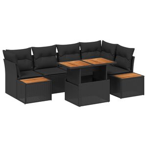 vidaXL Garten-Sofa-Set mit Speicher 10 pcs Schwarz Poly Rattan