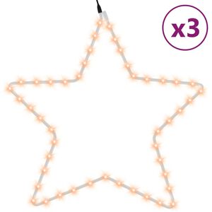 vidaXL LED-Silhouetten 3 Stk. Stern mit 48 LEDs Warmwei&szlig; 56 cm