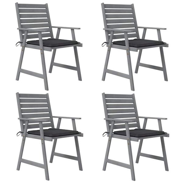 vidaXL Garten-Essst&uuml;hle mit Kissen 4 Stk. Massivholz Akazie