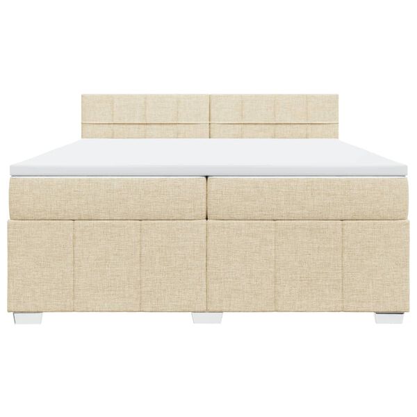 vidaXL Boxspringbett mit Matratze Creme 200x200 cm Stoff