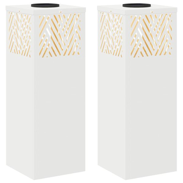 vidaXL Solar LED Weg Licht 2 pcs Wei&szlig; Kalt gewalzter Stahl