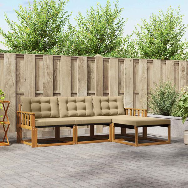 vidaXL Outdoor-Sofagarnitur mit Kissen 4 pcs Natur und Beige