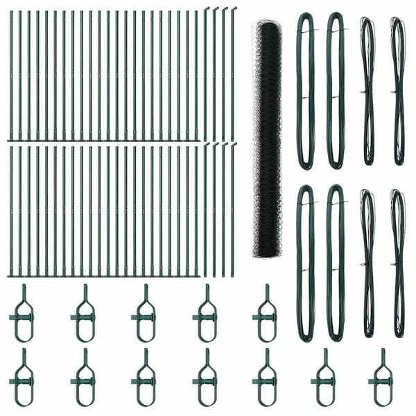 vidaXL Zaunpfosten Gr&uuml;n 100 x 1,4 m (50 mm Maschen) Stahl und PVC