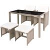 vidaXL 5-tlg. Garten-Essgruppe mit Auflagen Poly Rattan Beige