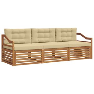 vidaXL Outdoor-Sofagarnitur mit Kissen 3 pcs Natur und Beige