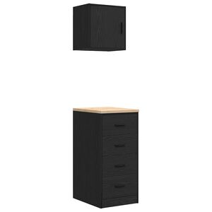 vidaXL Garagenschr&auml;nke 2 Stk. Schwarz Holzwerkstoff