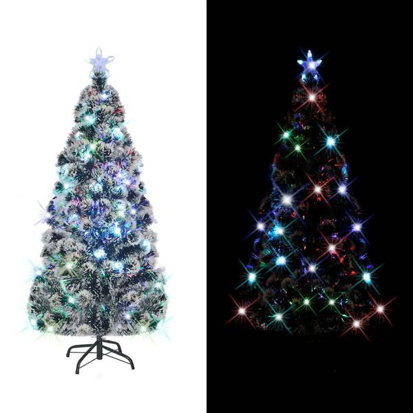 vidaXL Vorbeleuchteter Weihnachtsbaum mit St&auml;nder und LED 150 cm Glasfaser
