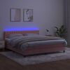 vidaXL Boxspringbett mit Matratze & LED Rosa 160x200 cm Samt