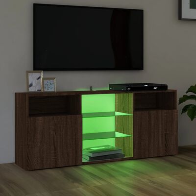vidaXL TV-Schrank mit LED-Leuchten Braun Eichen-Optik 120x30x50 cm