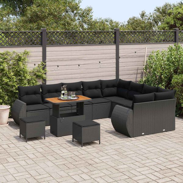 vidaXL Gartensofa-set 12 pcs Schwarz Poly-Rattan