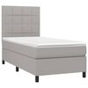 vidaXL Boxspringbett mit Matratze & LED Hellgrau 100x200 cm Stoff