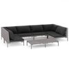 vidaXL 7-tlg. Garten-Lounge-Set mit Kissen Poly Rattan Dunkelgrau