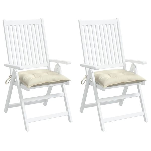 vidaXL Stuhlkissen 2 Stk. Cremeweiß 50x50x7 cm Oxford-Gewebe