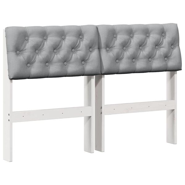 vidaXL Gepolstertes Kopfteil Hellgrau 120 cm Massives Kiefernholz