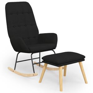 vidaXL Schaukelstuhl mit Fu&szlig;hocker Schwarz Stoff