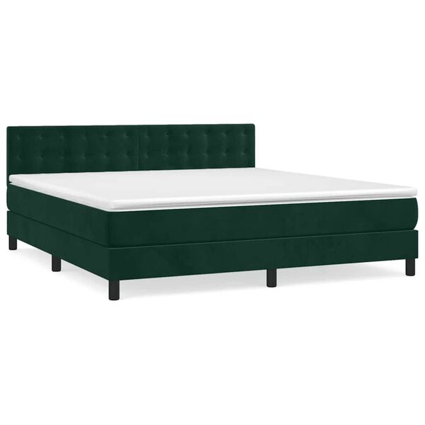 vidaXL Boxspringbett mit Matratze Dunkelgr&uuml;n 180x200 cm Samt