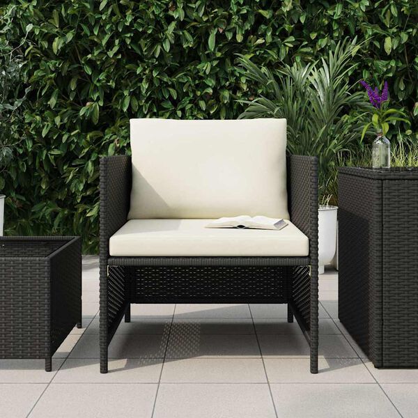vidaXL Gartensofa mit Kissen Schwarz Poly Rattan