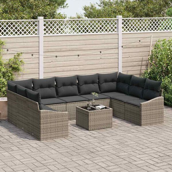 vidaXL Gartensofa-set mit Speicher Hellgrau Poly-Rattan