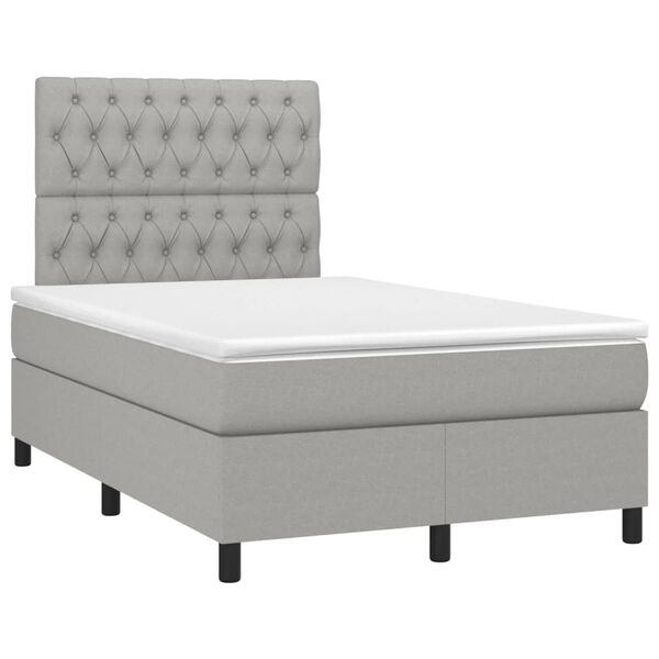 vidaXL Boxspringbett mit Matratze Hellgrau 120x190 cm Stoff