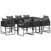 vidaXL Garten Essgruppe 9 pcs Schwarz und Anthrazit 160 x 80 x 73 cm