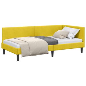 vidaXL Eckbettgestell mit Kopfteil Gelb 80 cm x 200 cm Samt