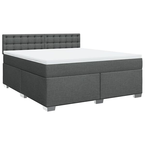 vidaXL Boxspringbett mit Matratze Dunkelgrau 180x200 cm Stoff