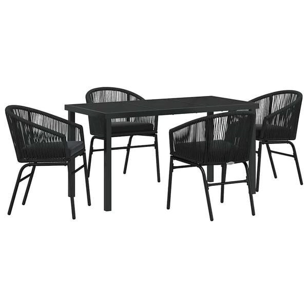 vidaXL Garten Essgruppe 5 pcs Schwarz Pulverbeschichteter Stahl