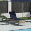 vidaXL Sonnenliege mit Auflage Grau 55x200x44 cm Poly Rattan