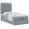 vidaXL Ottoman-Bett mit Matratze & LEDs Hellgrau 90x190 cm Stoff