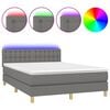 vidaXL Boxspringbett mit Matratze & LED Dunkelgrau 140x200 cm Stoff