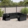 vidaXL 10-tlg. Garten-Sofagarnitur mit Kissen Schwarz Poly Rattan