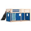 vidaXL Etagenbett mit Rutsche und Gardinen Blau 90x190 cm