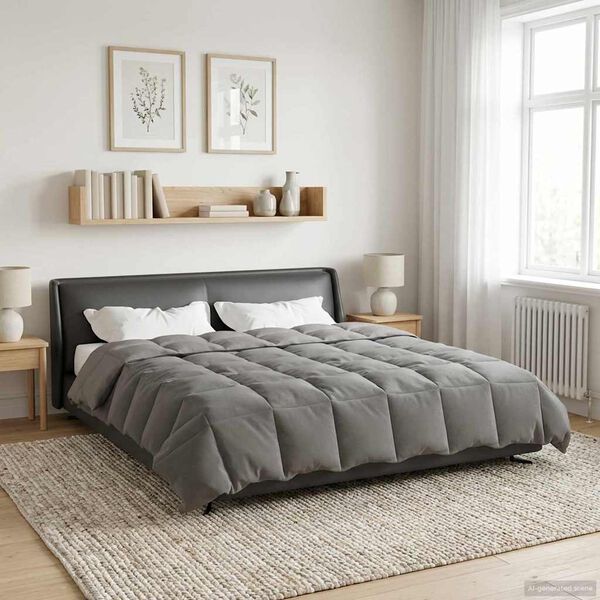 vidaXL Ganzjahresbettdecke Gepolstert Hellgrau 240 x 260 cm Mikrofaser