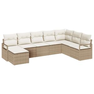 vidaXL Sofa Set mit Kissen 8 pcs Beige Poly Rattan