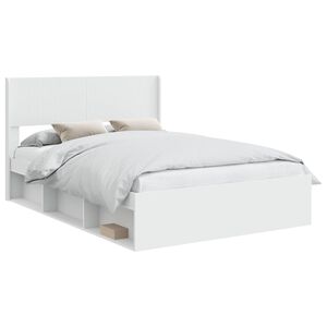 vidaXL Bettgestell mit Stauraum und Kopfteil Wei&szlig; 150 x 200 cm