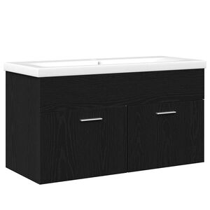 vidaXL Badezimmerschrank Schwarz Eichen-Optik 90 x 38,5 x 46 cm