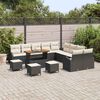 vidaXL Garten-Sofa-Set mit Kissen 14 pcs Schwarz Poly Rattan