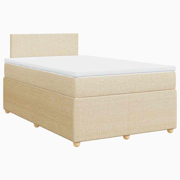 vidaXL Boxspringbett mit Matratze Creme 120x200 cm Stoff