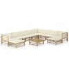 vidaXL 11-tlg. Garten-Lounge-Set mit Cremewei&szlig;en Kissen Bambus